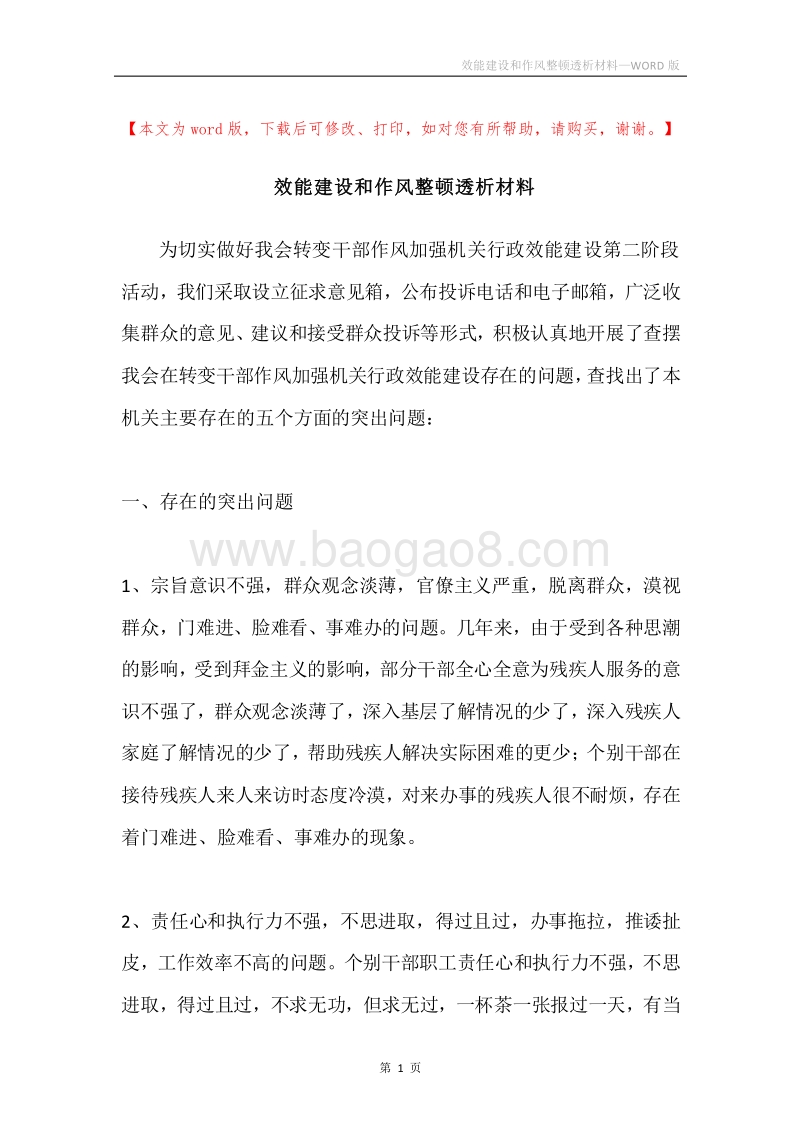 效能建设和作风整顿透析材料.docx_第1页