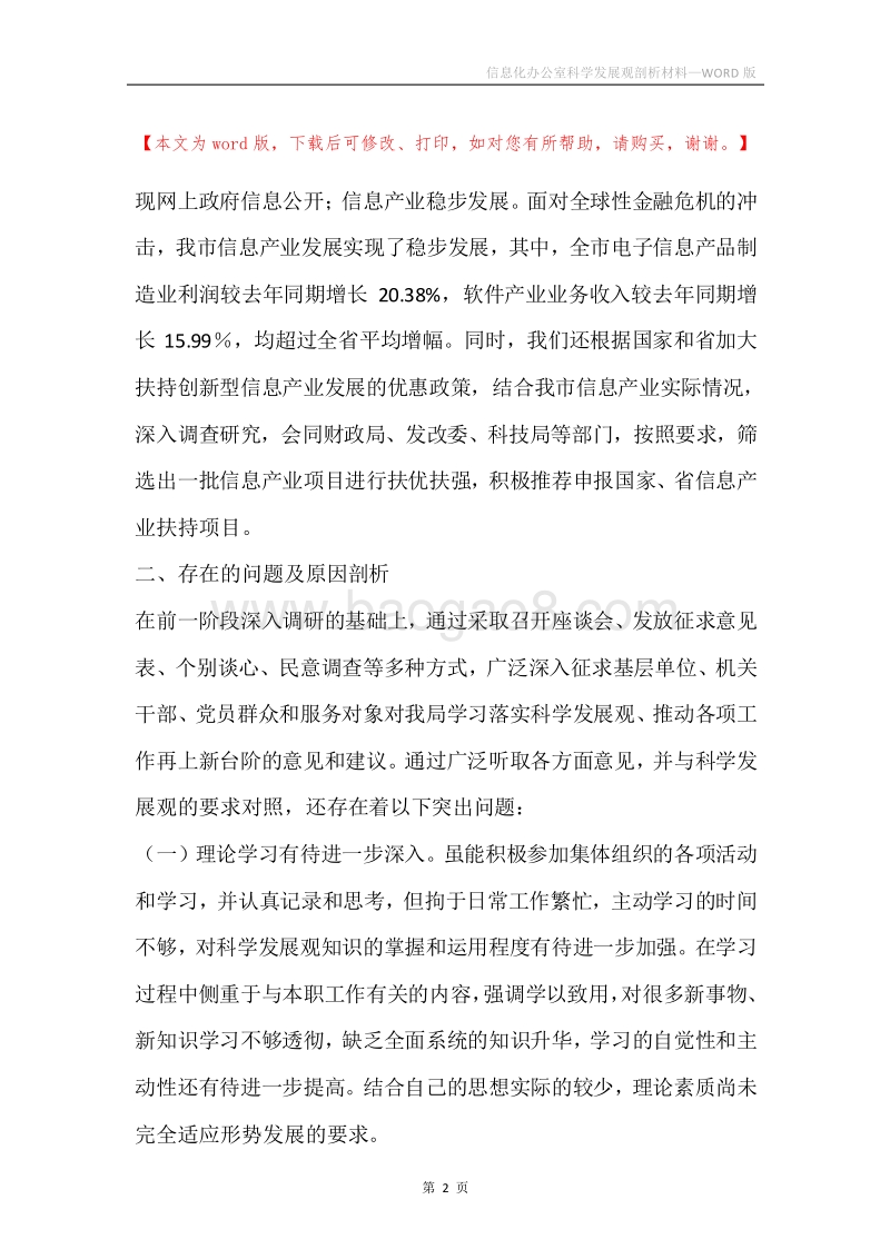 信息化办公室科学发展观剖析材料.docx_第2页