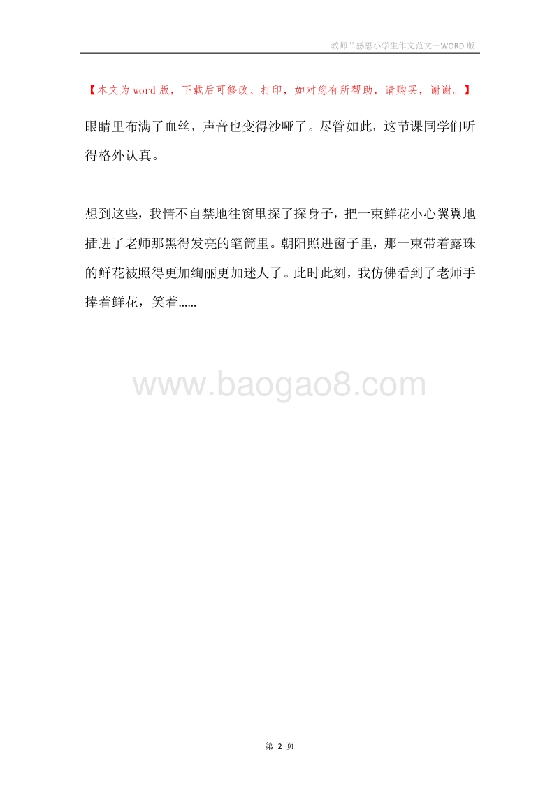 教师节感恩小学生作文范文.docx_第2页