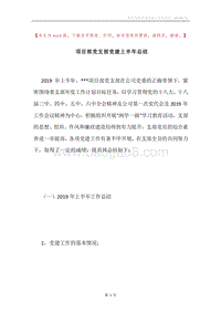 项目部党支部党建上半年总结.docx