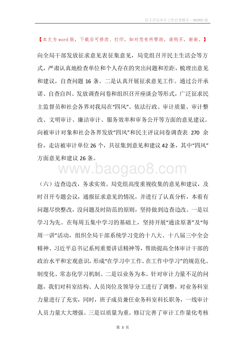 民主评议审计工作自查报告.docx_第3页