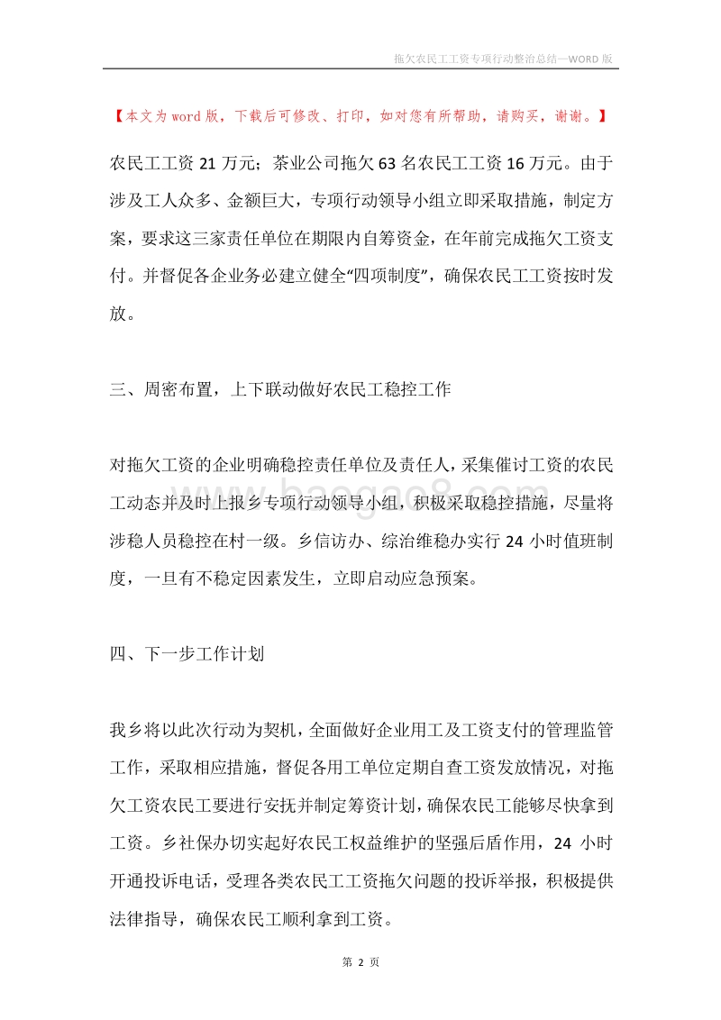 拖欠农民工工资专项行动整治总结.docx_第2页