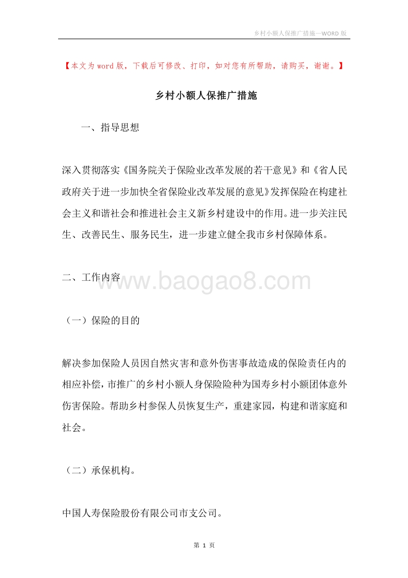 乡村小额人保推广措施.docx_第1页