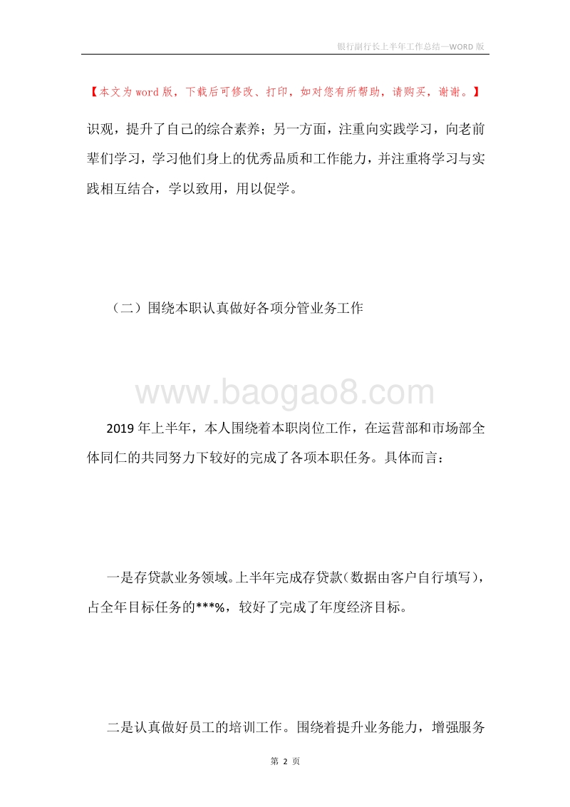银行副行长上半年工作总结.docx_第2页