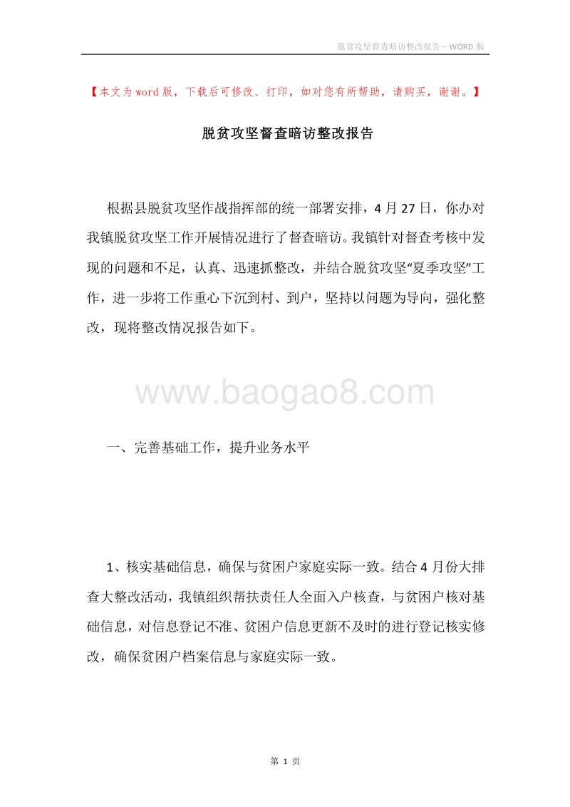 脱贫攻坚督查暗访整改报告.docx_第1页