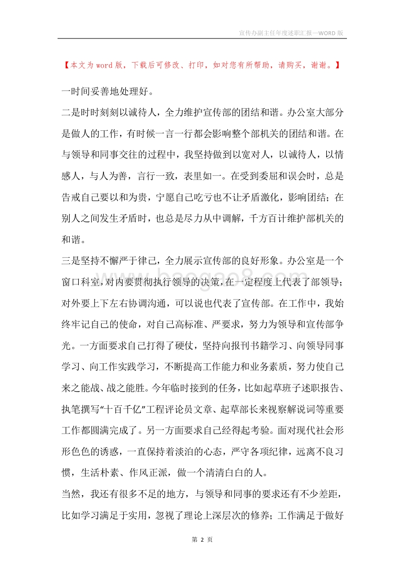 宣传办副主任年度述职汇报.docx_第2页