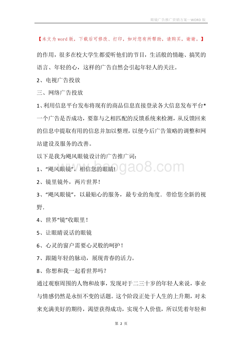 眼镜广告推广营销方案.docx_第2页