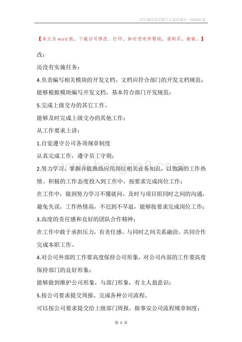 项目编程试用期个人述职报告.docx_第2页