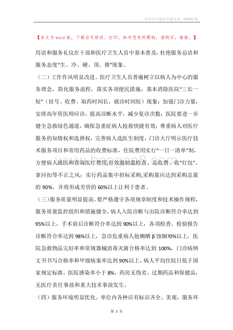 医院作风建设实施方案.docx_第2页