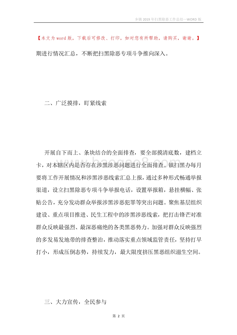 乡镇2019年扫黑除恶工作总结.docx_第2页