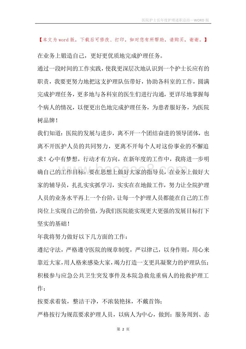医院护士长年度护理述职总结.docx_第2页