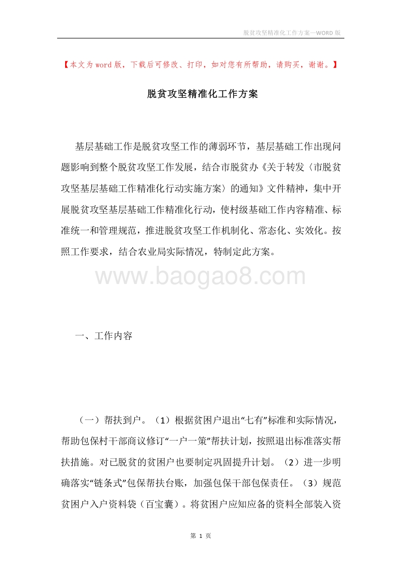 脱贫攻坚精准化工作方案.docx_第1页