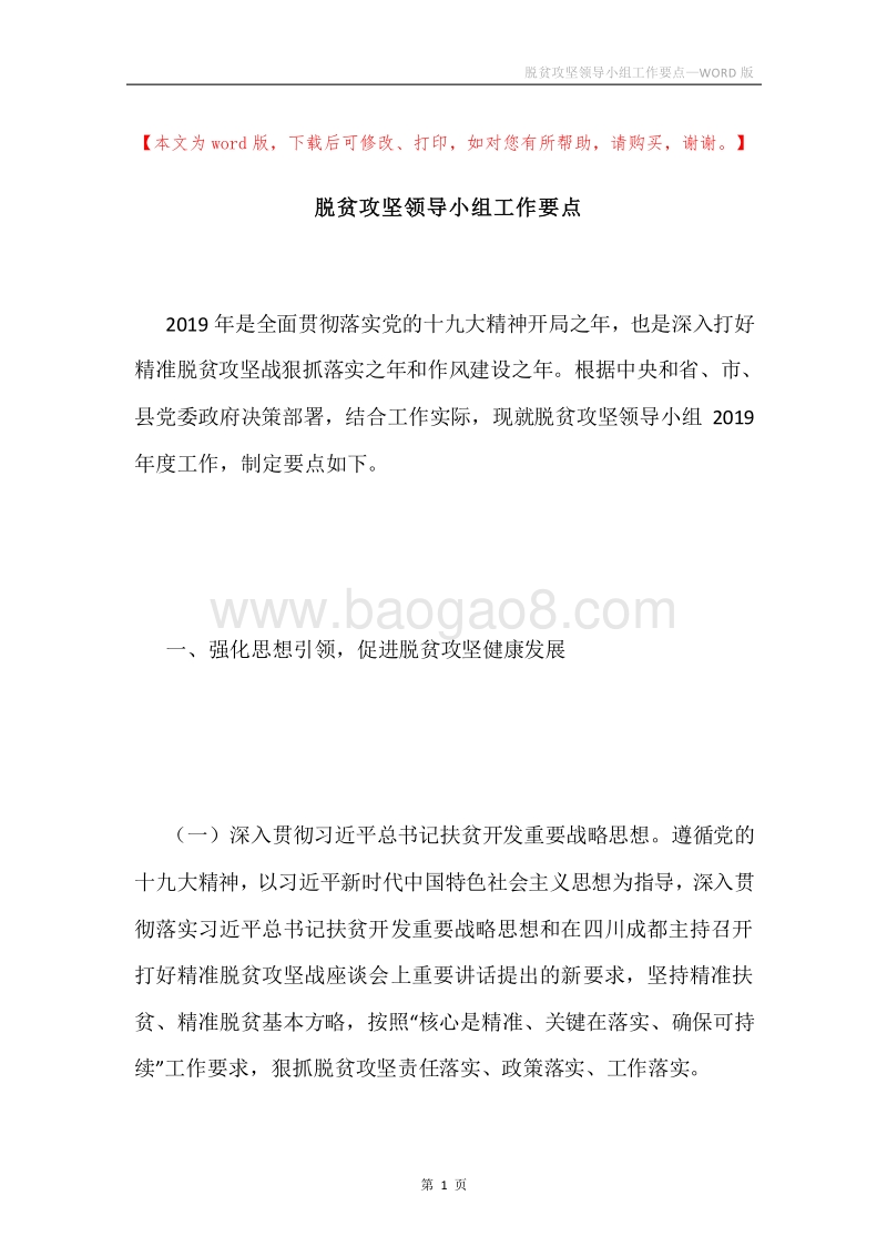 脱贫攻坚领导小组工作要点.docx_第1页