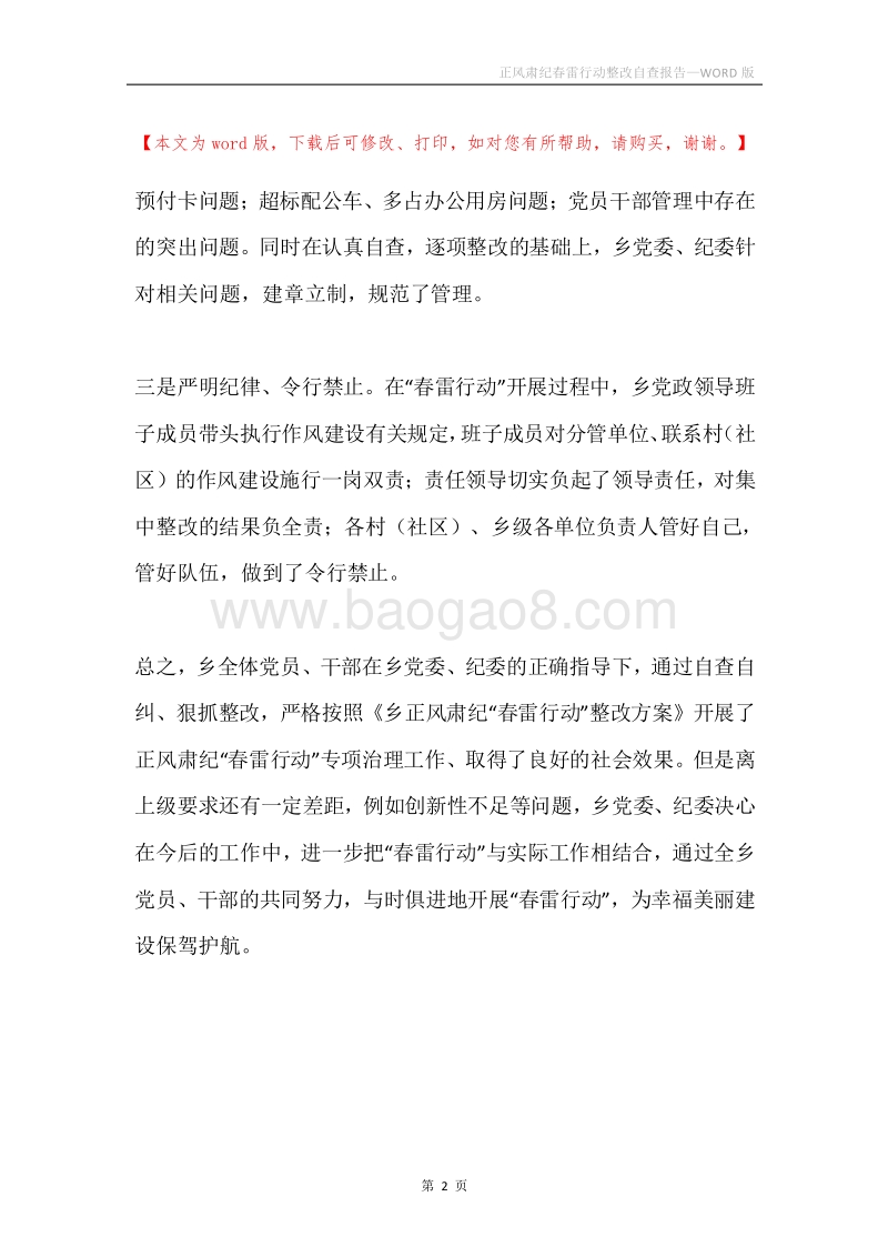 正风肃纪春雷行动整改自查报告.docx_第2页