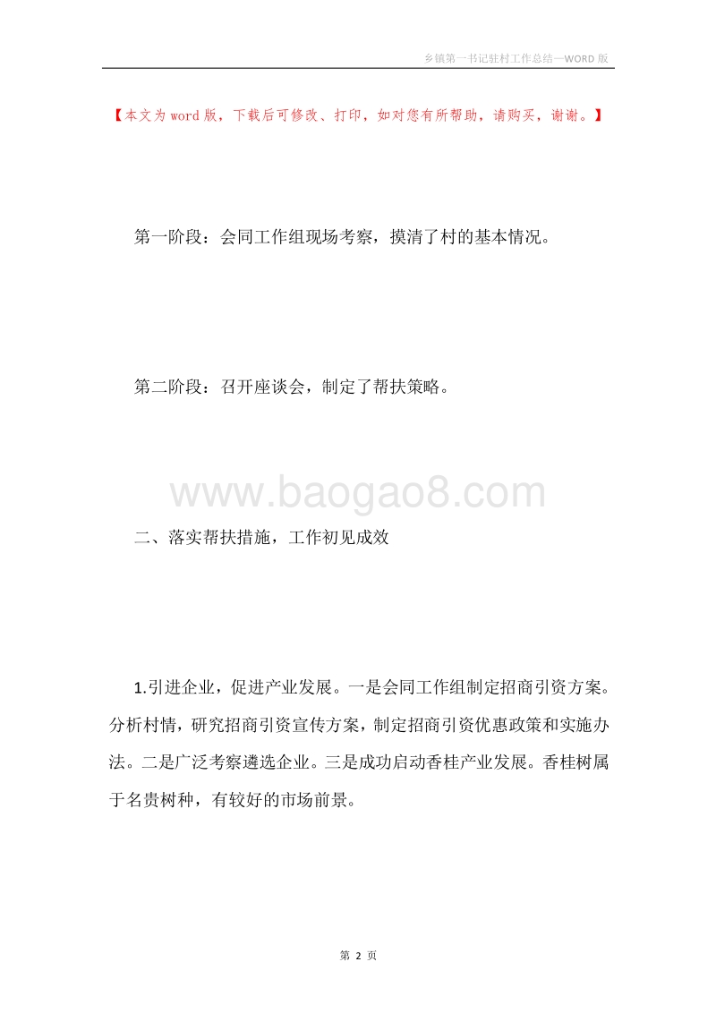 乡镇第一书记驻村工作总结.docx_第2页
