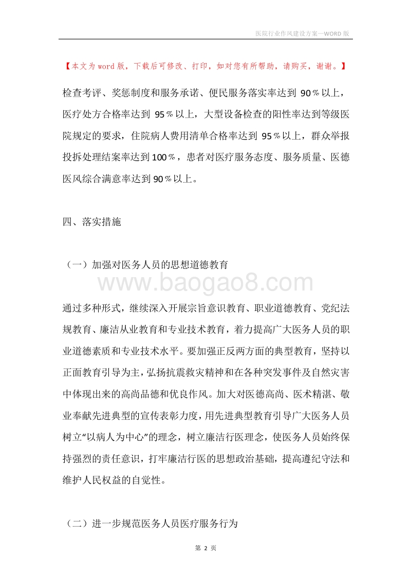 医院行业作风建设方案.docx_第2页
