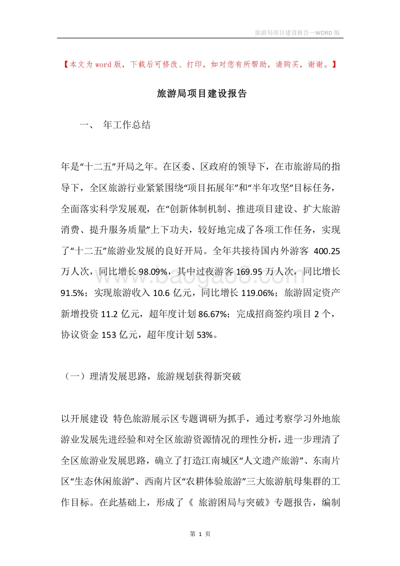 旅游局项目建设报告.docx_第1页