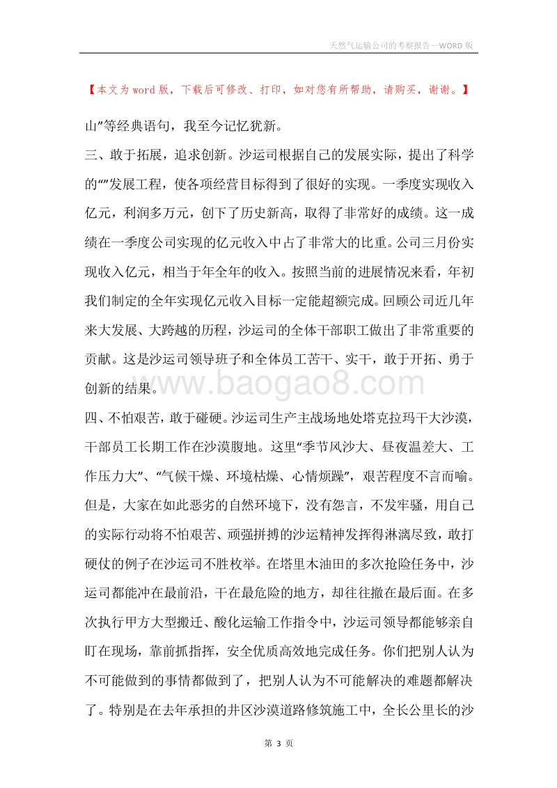 天然气运输公司的考察报告.docx_第3页
