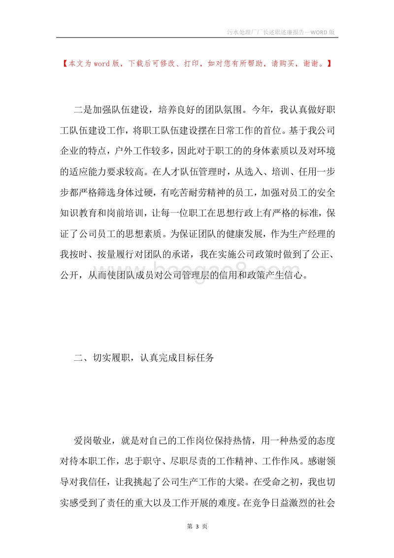 污水处理厂厂长述职述廉报告.docx_第3页
