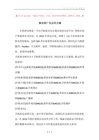 娱乐网广告合作方案.docx