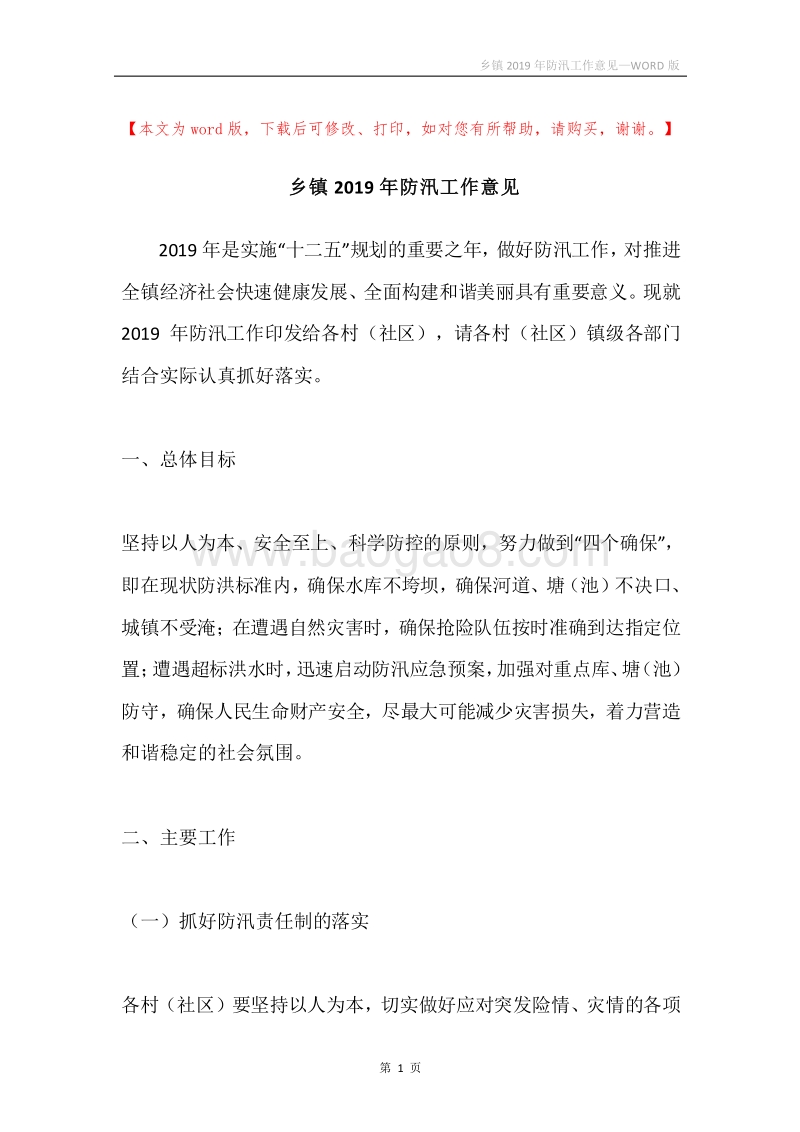 乡镇2019年防汛工作意见.docx_第1页