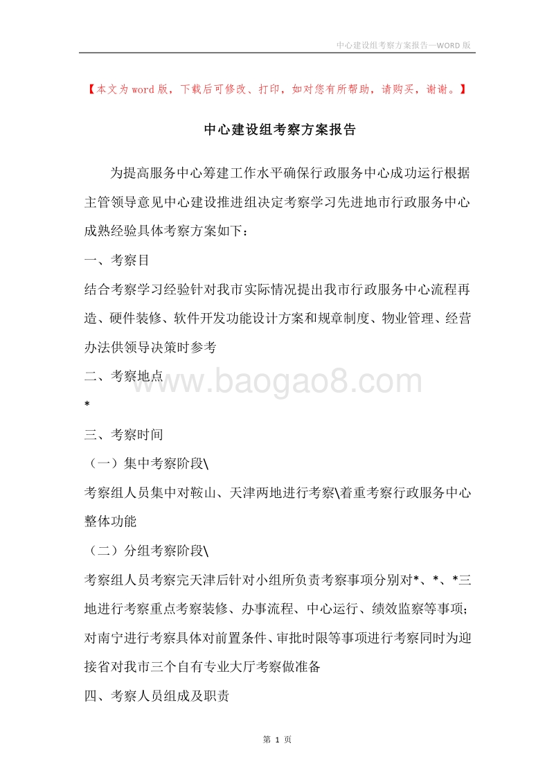 中心建设组考察方案报告.docx_第1页