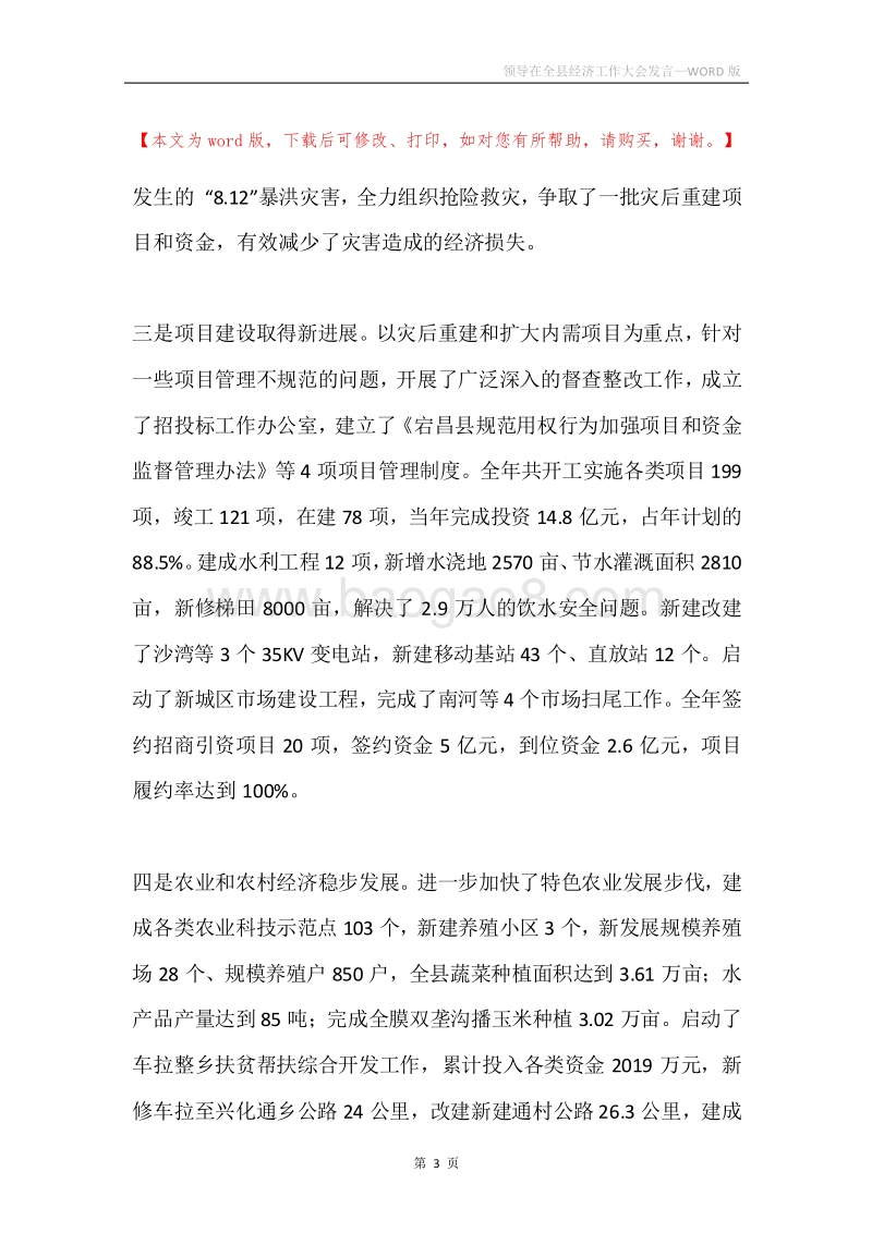 领导在全县经济工作大会发言.docx_第3页