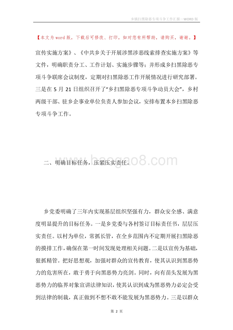 乡镇扫黑除恶专项斗争工作汇报.docx_第2页