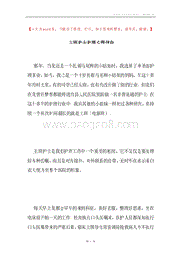 主班护士护理心得体会.docx