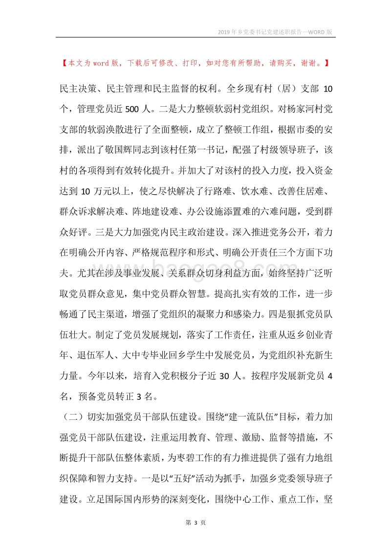 2019年乡党委书记党建述职报告.docx_第3页