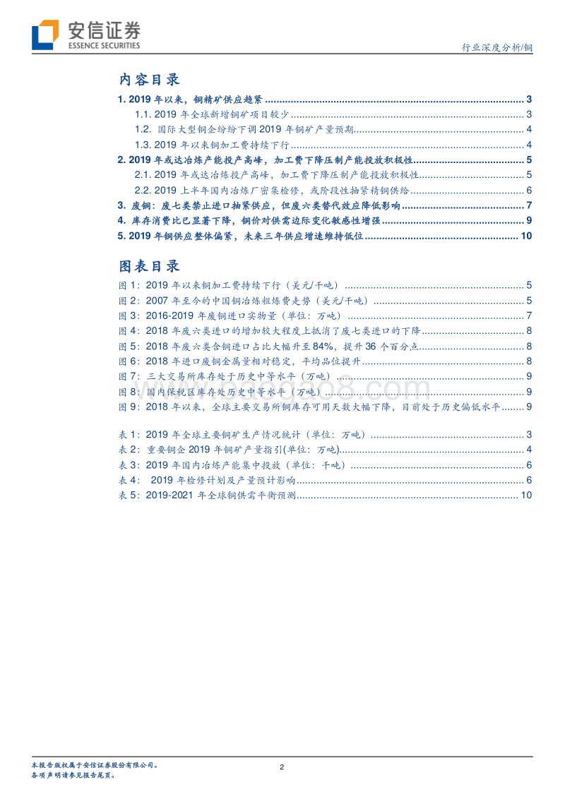铜观察系列之四：铜：2019年供给呈现偏紧格局.pdf_第2页