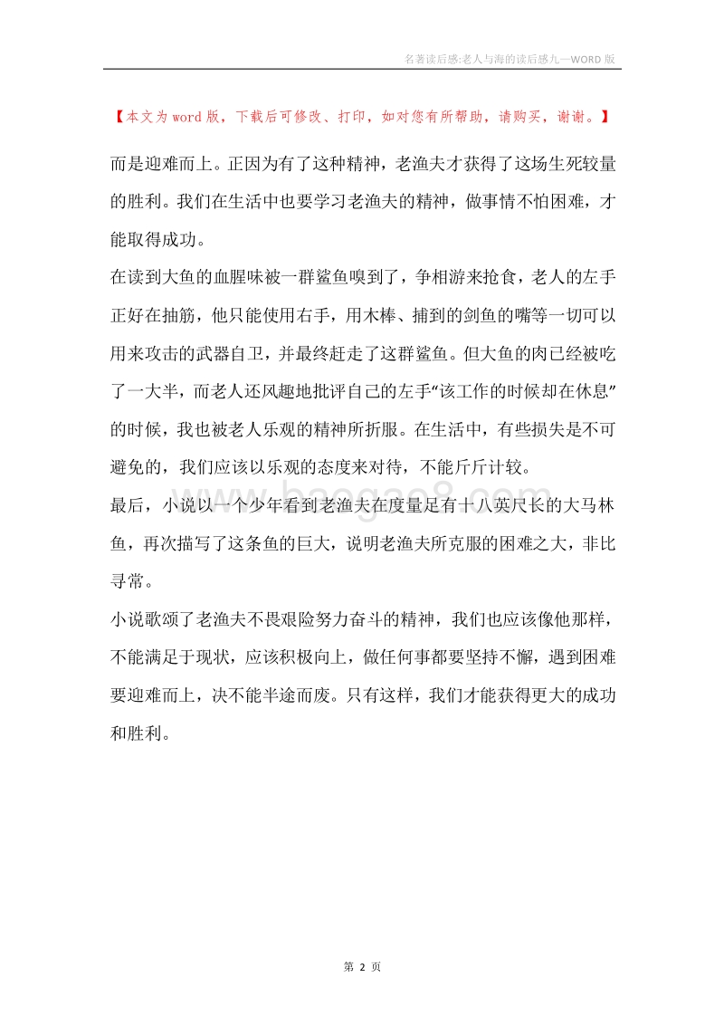 名著读后感-老人与海的读后感九.docx_第2页