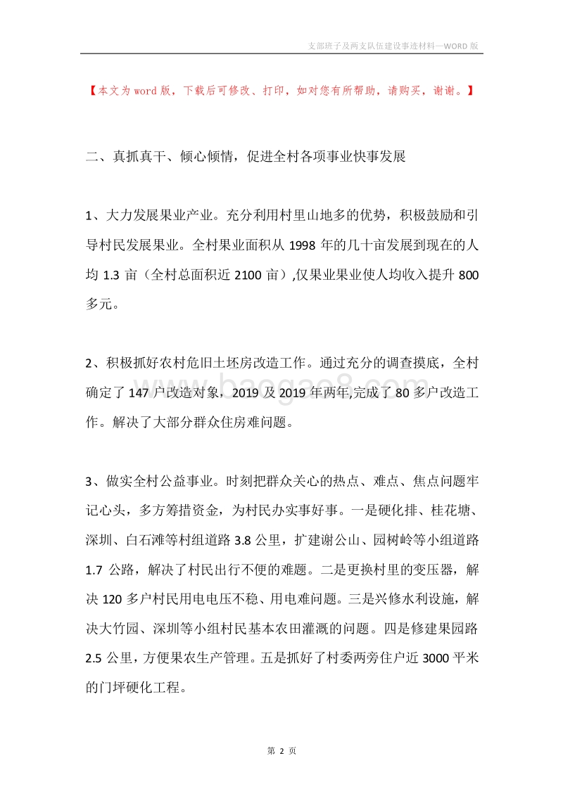 支部班子及两支队伍建设事迹材料.docx_第2页