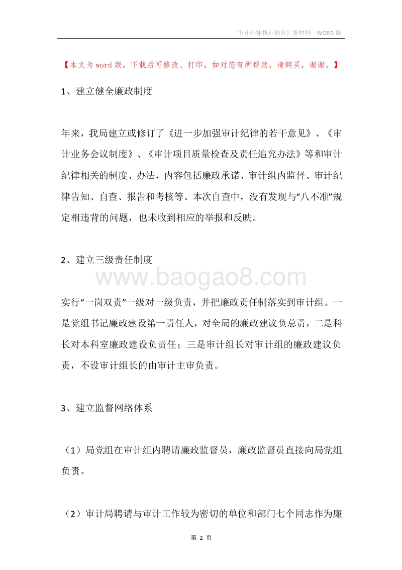 审计纪律执行情况汇报材料.docx_第2页