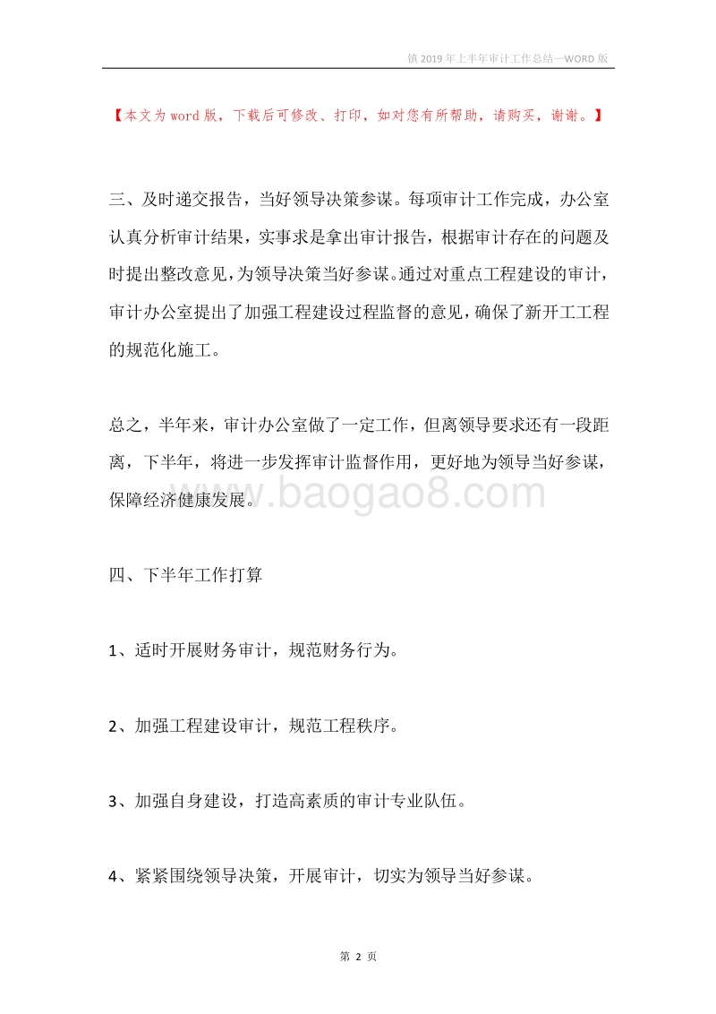 镇2019年上半年审计工作总结.docx_第2页