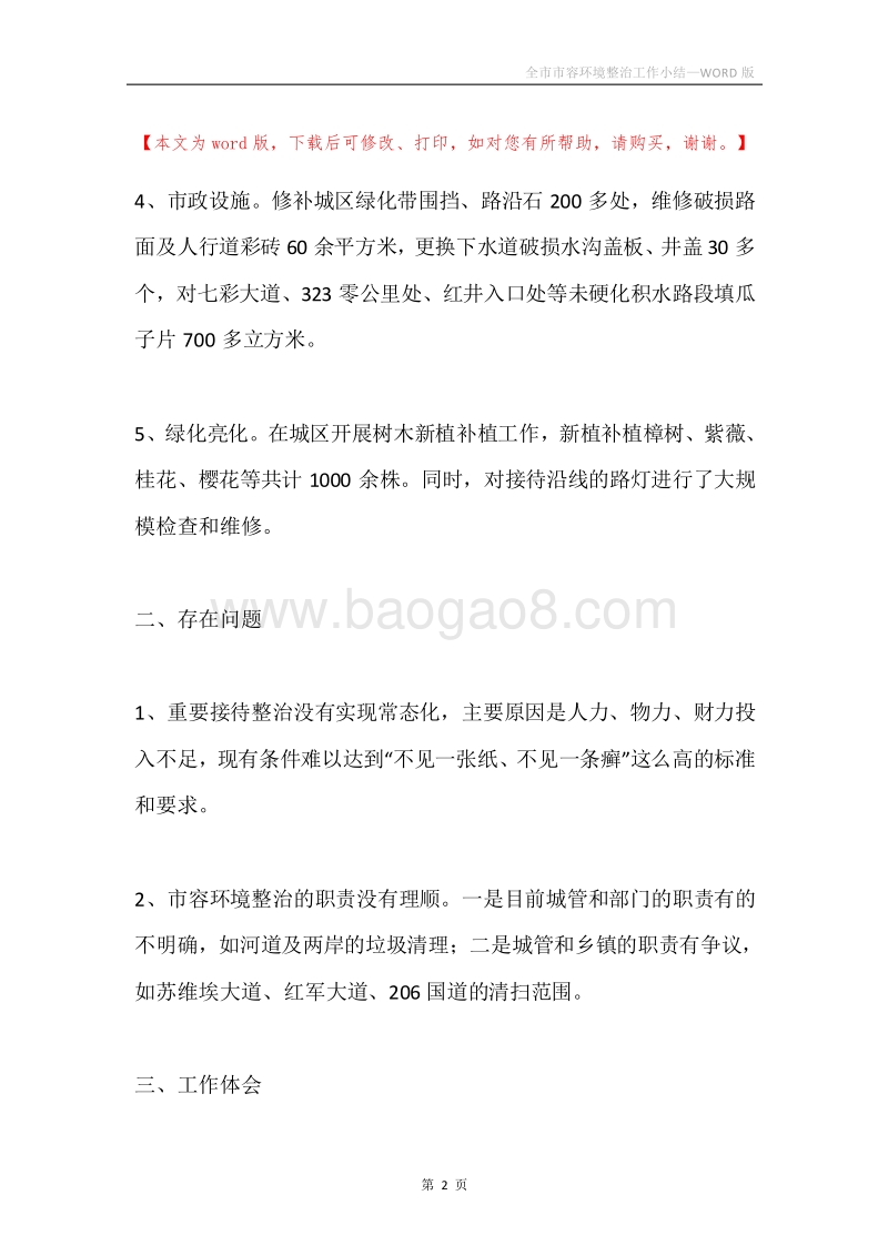 全市市容环境整治工作小结.docx_第2页