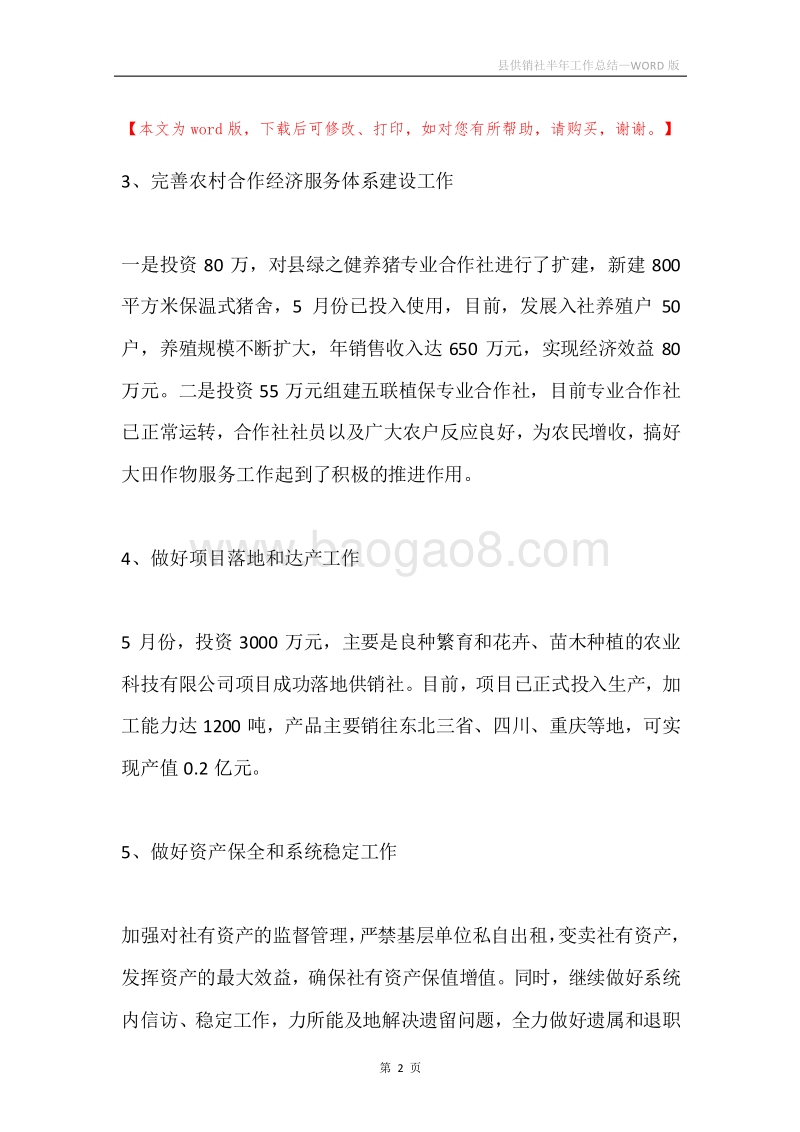 县供销社半年工作总结.docx_第2页