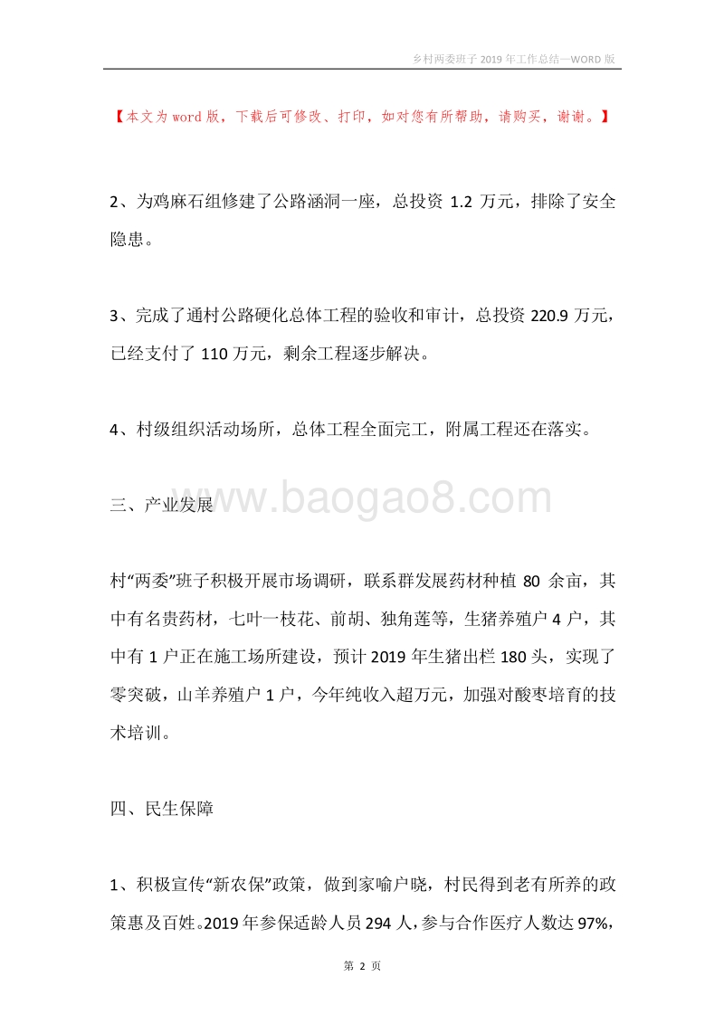 乡村两委班子2019年工作总结.docx_第2页