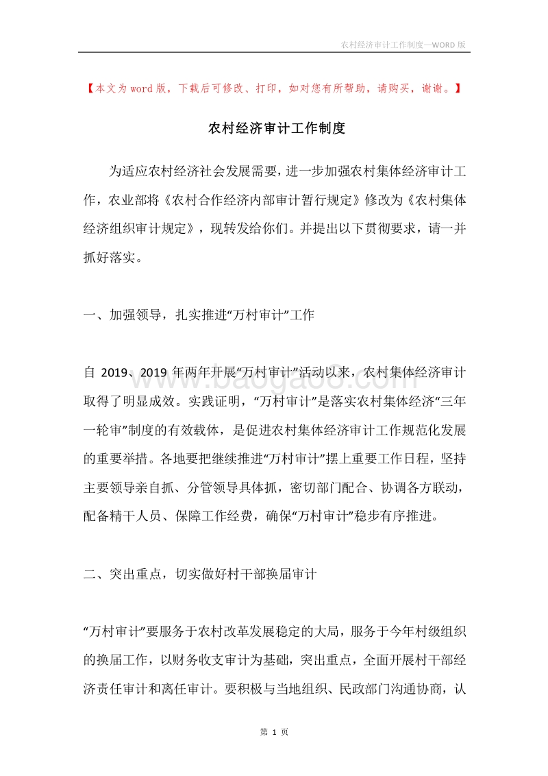 农村经济审计工作制度.docx_第1页