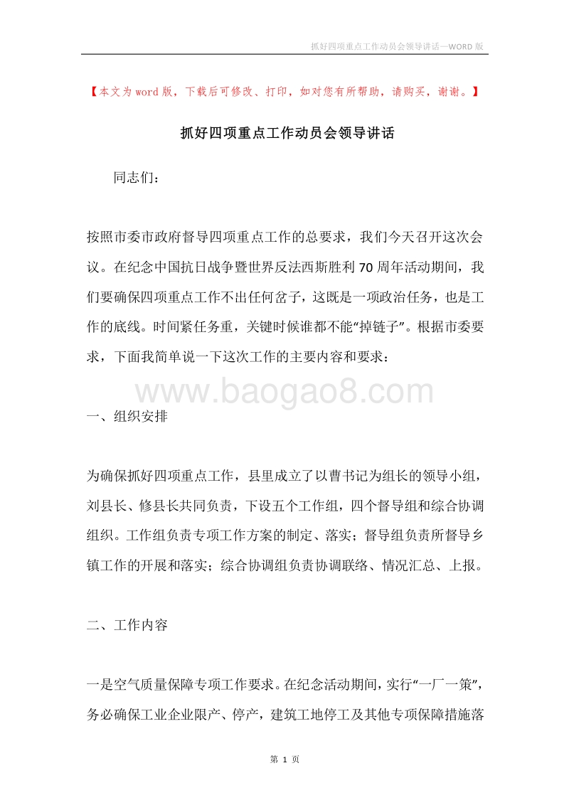 抓好四项重点工作动员会领导讲话.docx_第1页