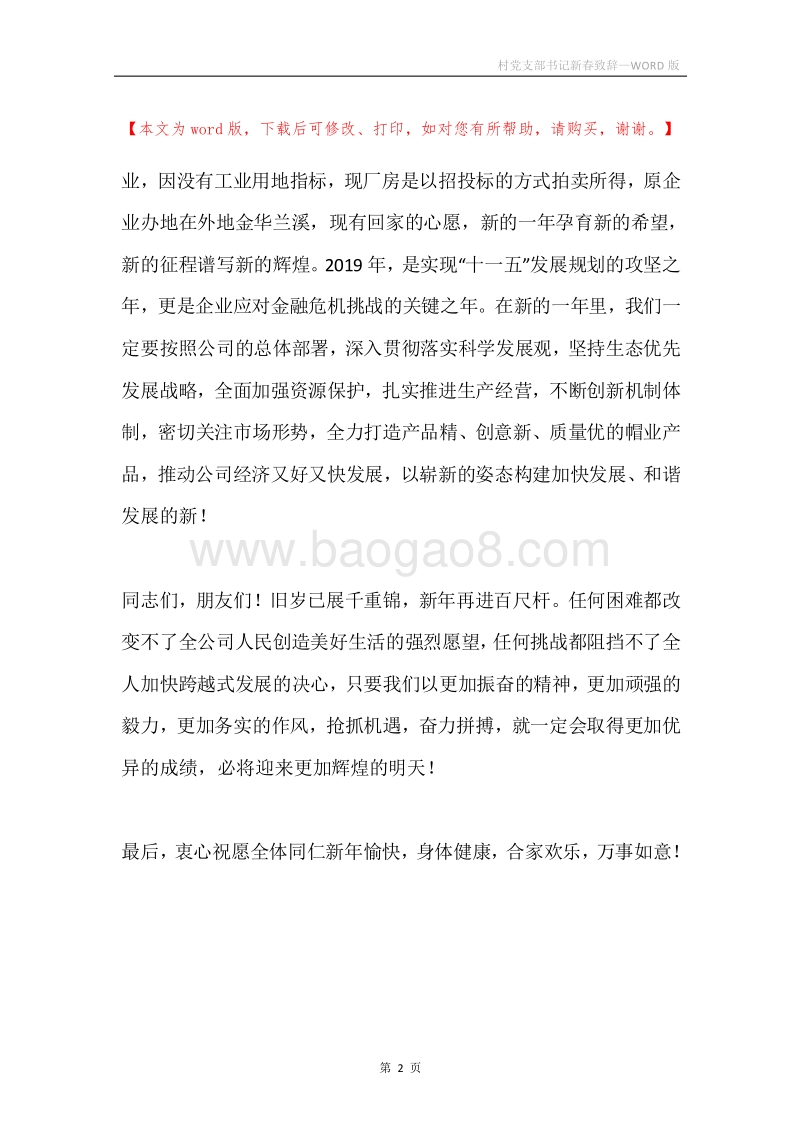 村党支部书记新春致辞.docx_第2页