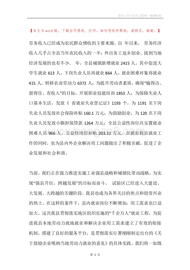 就业工作大会发言提纲.docx_第2页