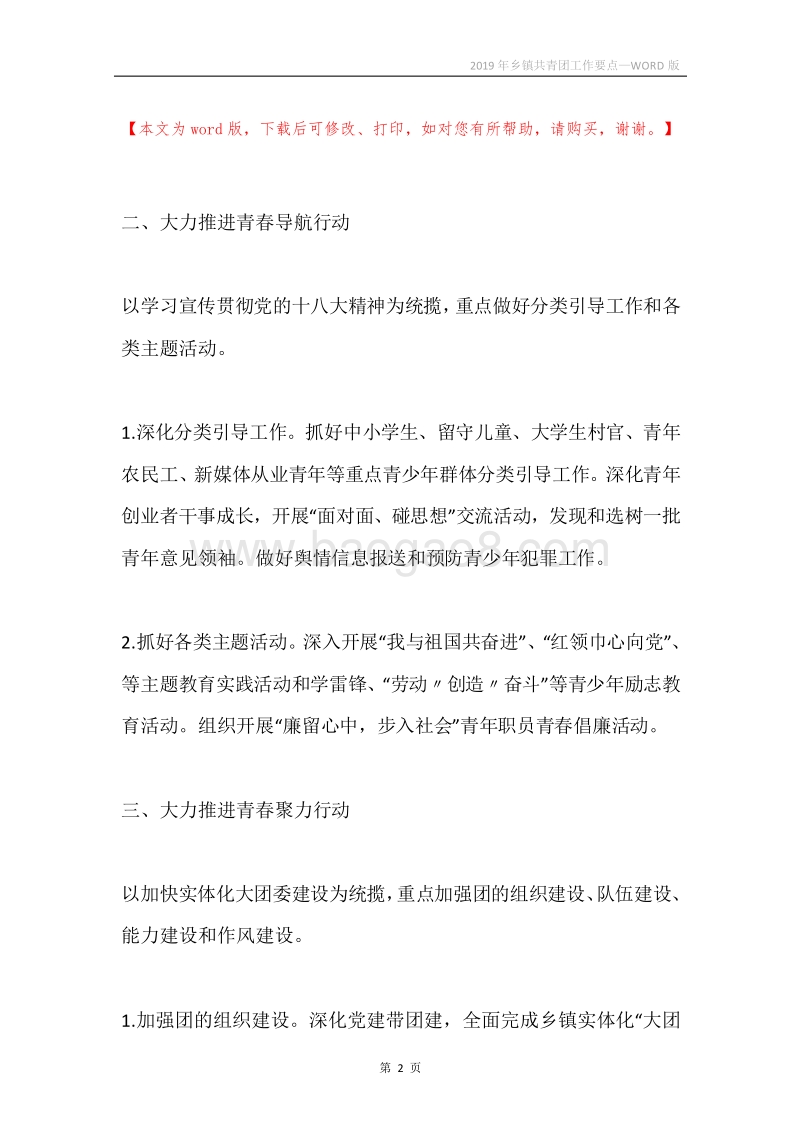 2019年乡镇共青团工作要点.docx_第2页