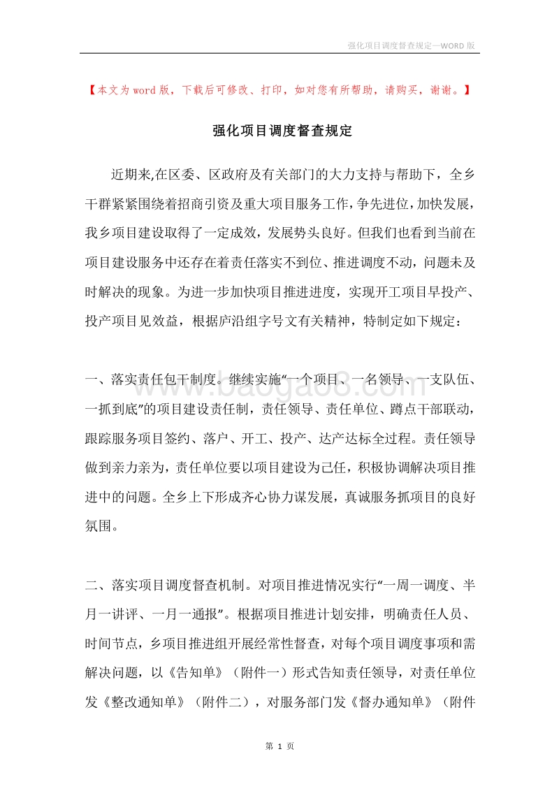 强化项目调度督查规定.docx_第1页