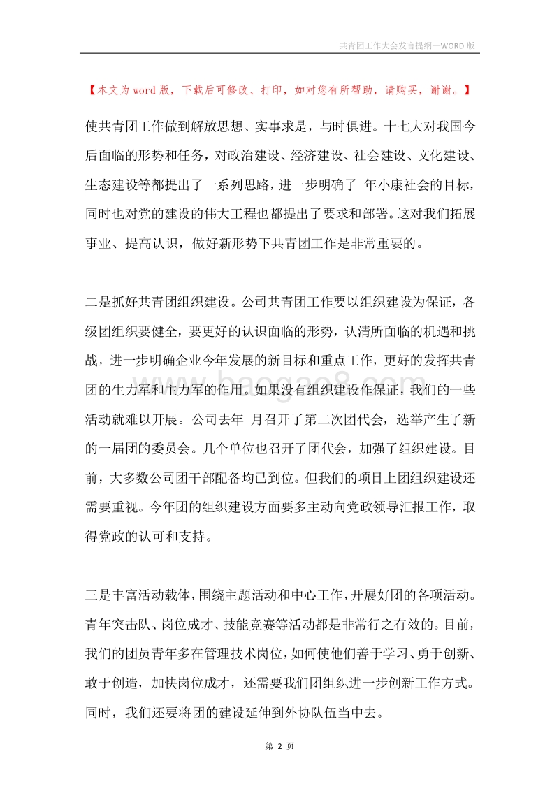 共青团工作大会发言提纲.docx_第2页