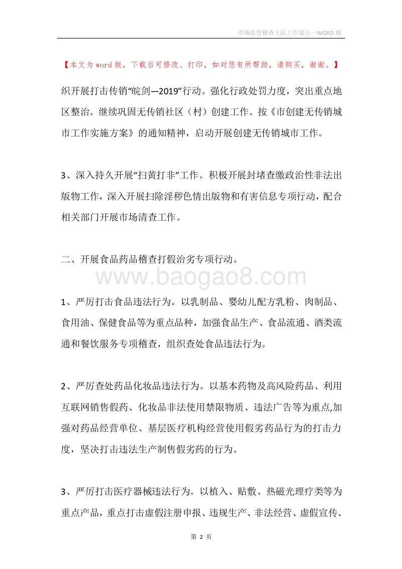 市场监管稽查大队工作要点.docx_第2页