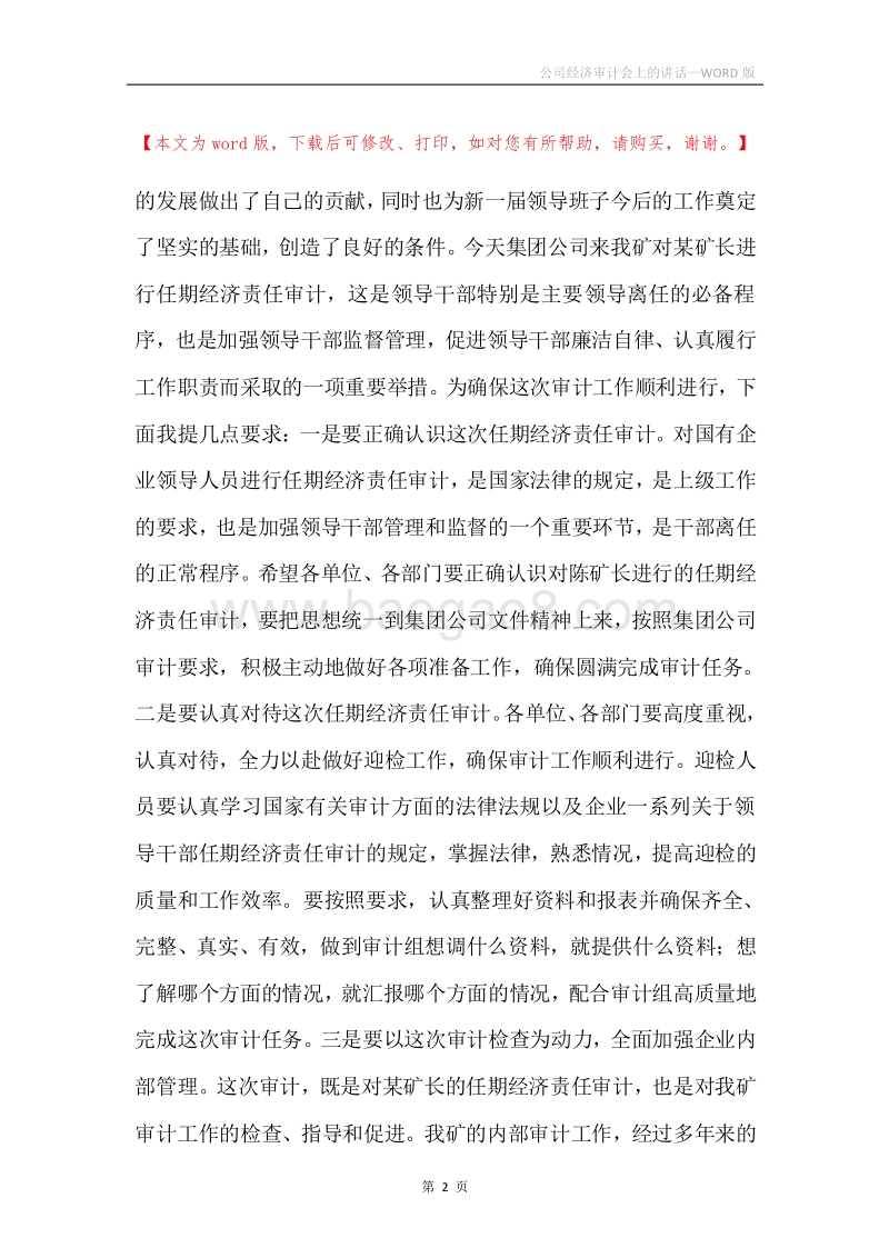 公司经济审计会上的讲话.docx_第2页