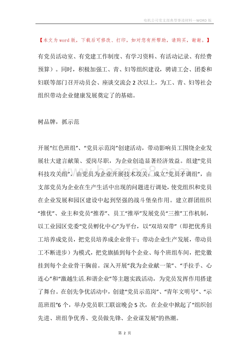 电机公司党支部典型事迹材料.docx_第2页