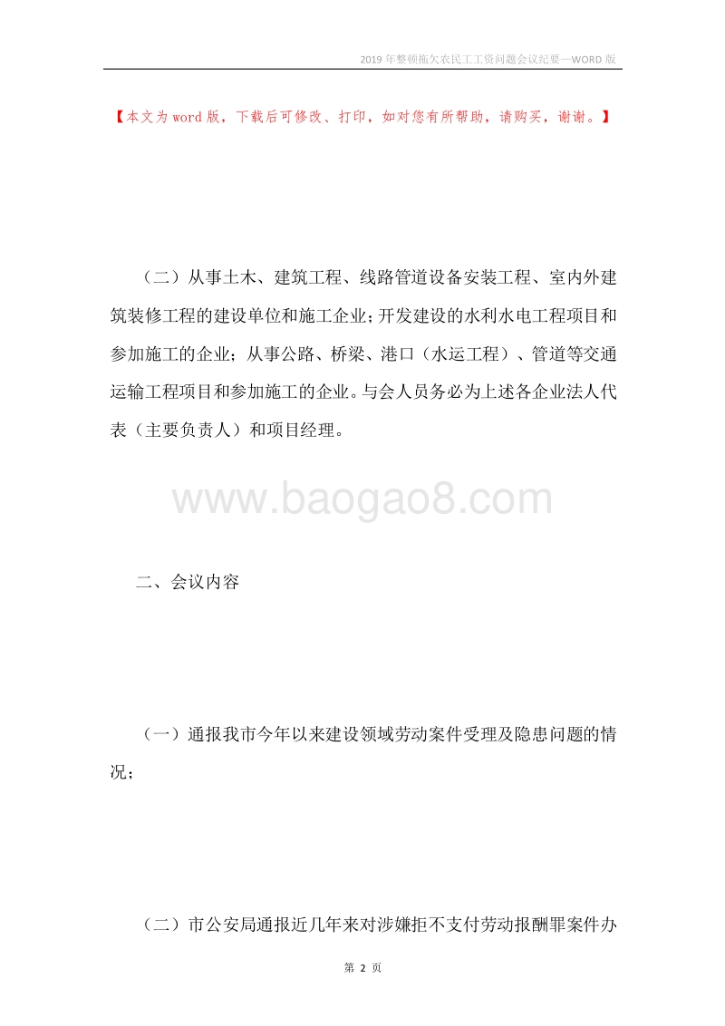 2019年整顿拖欠农民工工资问题会议纪要.docx_第2页