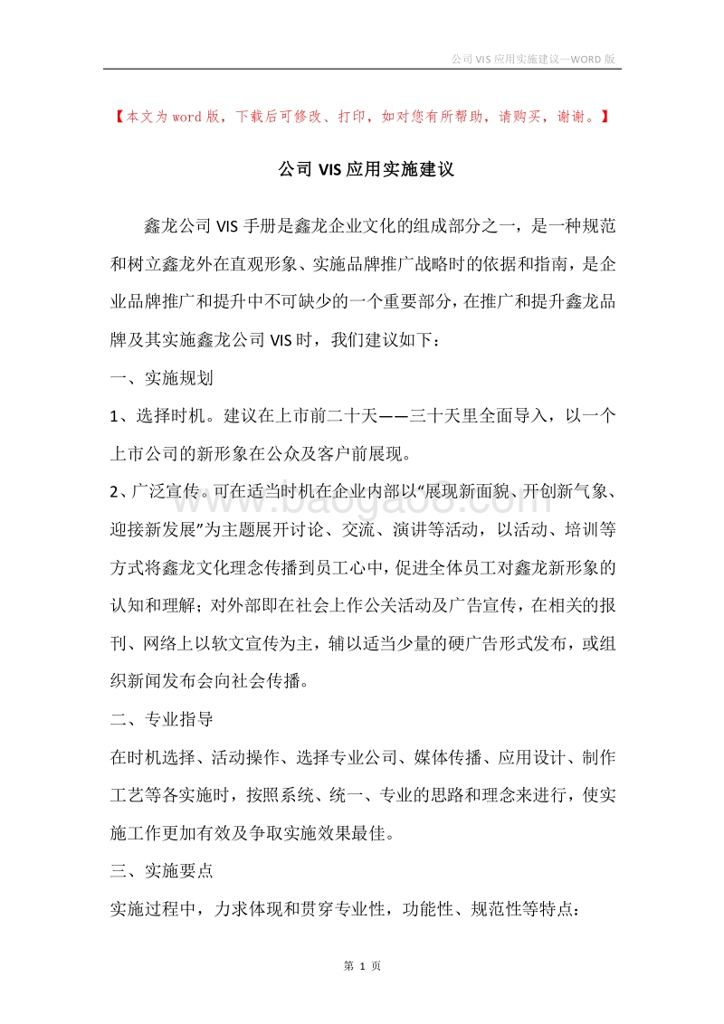 公司VIS应用实施建议.docx_第1页
